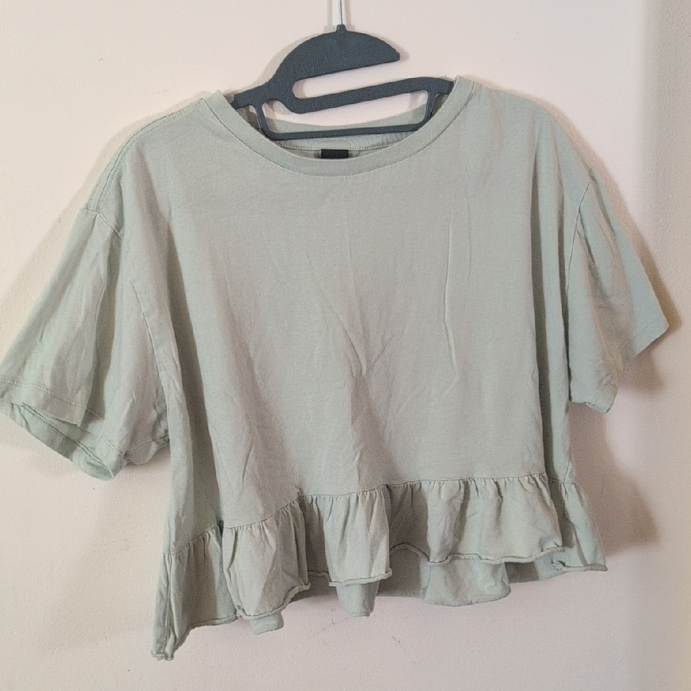 Wild Fable Mint Ruffle Short Sleeve Tee